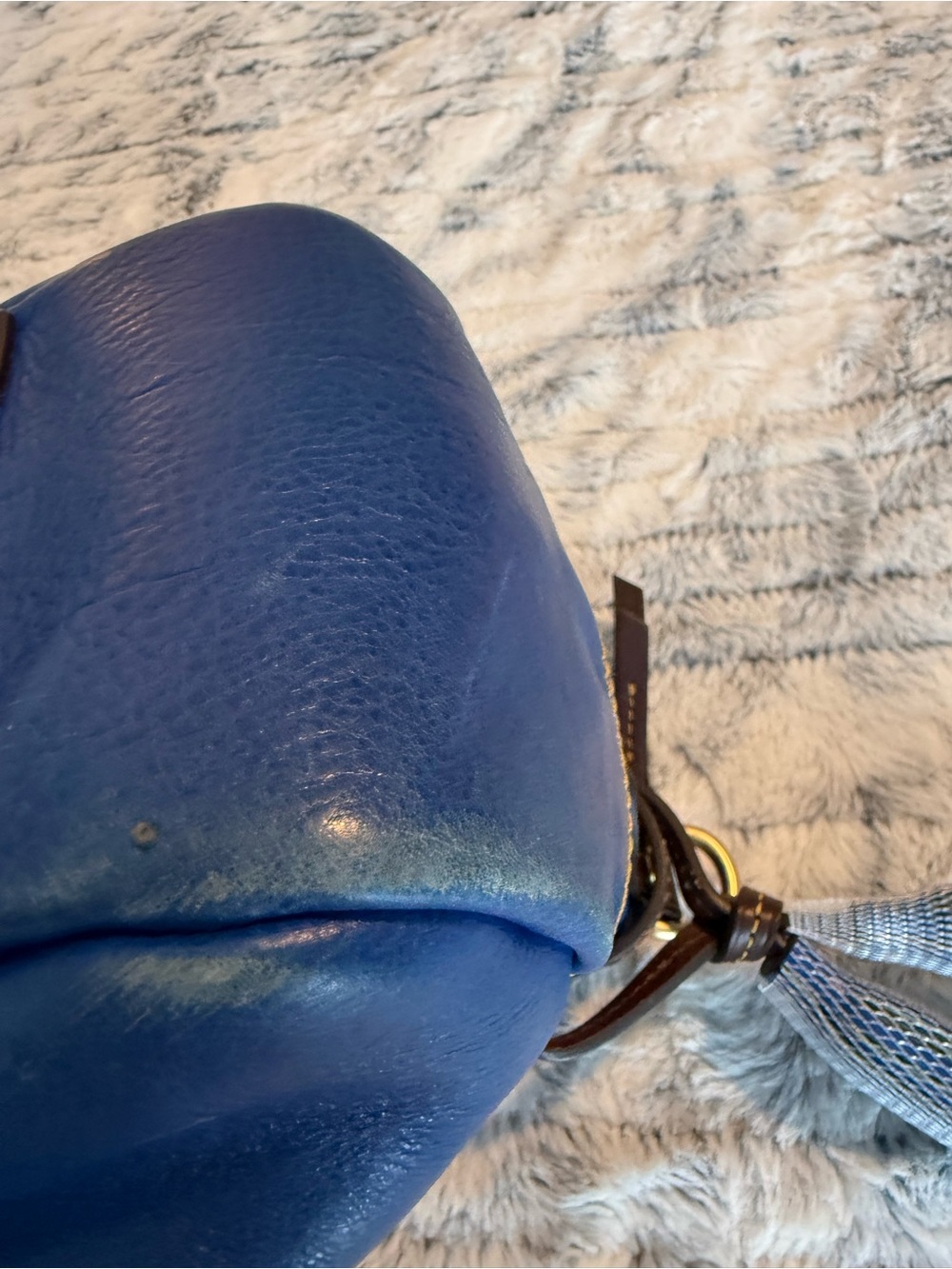 Dooney & Bourke Royal Blue Leather Handbag Mail Satchel Florentine - Picture 8 of 12